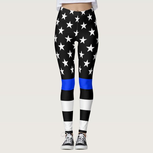 Polizeiflagge der Thin Blue Line Leggings (Vorderseite)