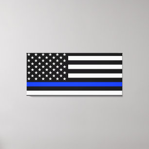 Polizeiflagge der Thin Blue Line Leinwanddruck