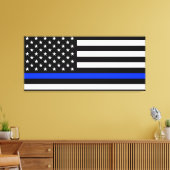 Polizeiflagge der Thin Blue Line Leinwanddruck (Insitu (Wohnzimmer))