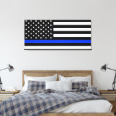 Polizeiflagge der Thin Blue Line Leinwanddruck (Insitu (Schlafzimmer))