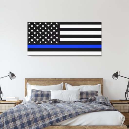 Polizeiflagge der Thin Blue Line Leinwanddruck (Insitu (Schlafzimmer))