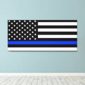 Polizeiflagge der Thin Blue Line Leinwanddruck (Insitu (Holzboden))