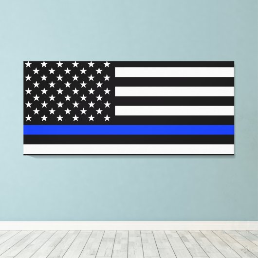 Polizeiflagge der Thin Blue Line Leinwanddruck (Insitu (Holzboden))
