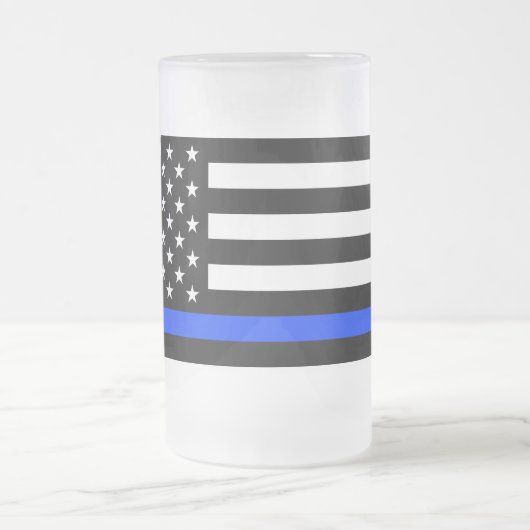 Polizeiflagge der Thin Blue Line Mattglas Bierglas (Mittel)
