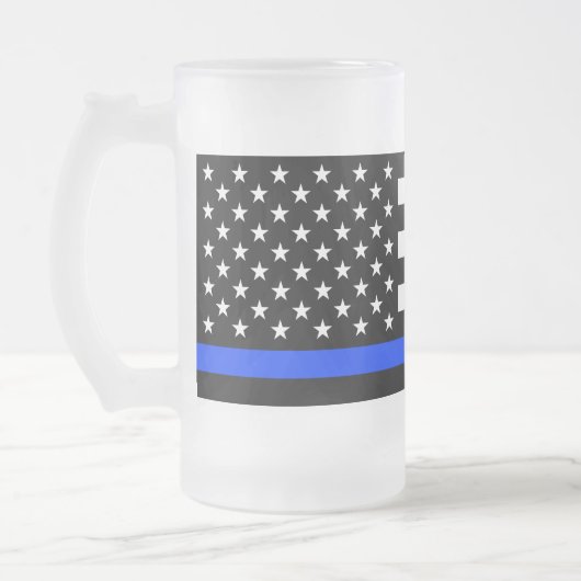 Polizeiflagge der Thin Blue Line Mattglas Bierglas (Links)