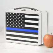 Polizeiflagge der Thin Blue Line Metall Brotdose (Beispiel)