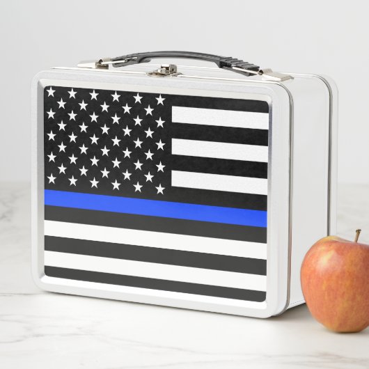 Polizeiflagge der Thin Blue Line Metall Brotdose (Beispiel)