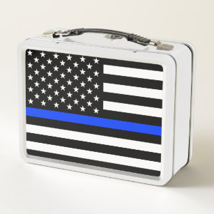 Polizeiflagge der Thin Blue Line Metall Brotdose