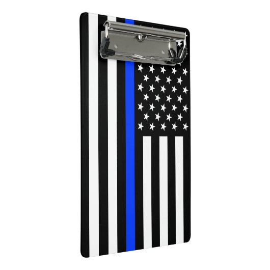 Polizeiflagge der Thin Blue Line Mini Klemmbrett (Schrägansicht)