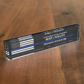 Polizeiflagge der Thin Blue Line Namensplakette (Seite)