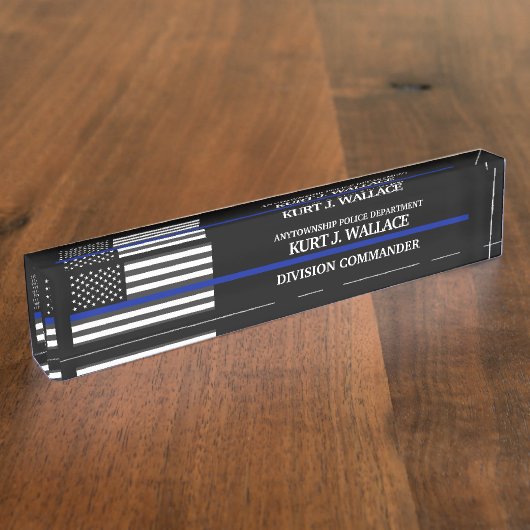 Polizeiflagge der Thin Blue Line Namensplakette (Seite)