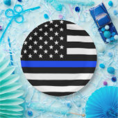 Polizeiflagge der Thin Blue Line Pappteller (Party)