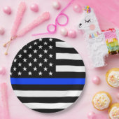 Polizeiflagge der Thin Blue Line Pappteller (Party)