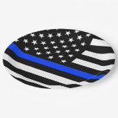 Polizeiflagge der Thin Blue Line Pappteller (Schrägansicht)