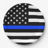 Polizeiflagge der Thin Blue Line Pappteller (Vorderseite)