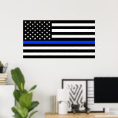 Polizeiflagge der Thin Blue Line Poster (Heimbüro)