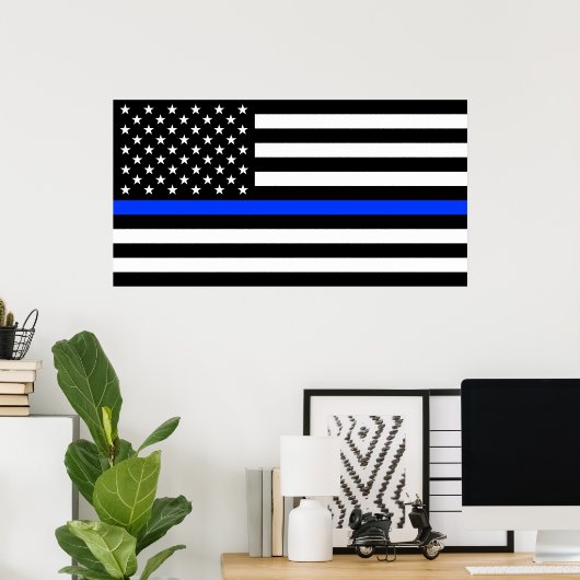 Polizeiflagge der Thin Blue Line Poster (Heimbüro)
