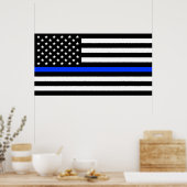 Polizeiflagge der Thin Blue Line Poster (Küche)