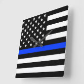 Polizeiflagge der Thin Blue Line Quadratische Wanduhr (Winkel)