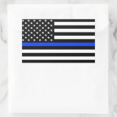 Polizeiflagge der Thin Blue Line Rechteckiger Aufkleber (Tasche)
