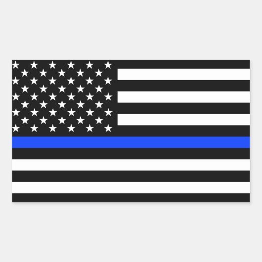 Polizeiflagge der Thin Blue Line Rechteckiger Aufkleber (Vorderseite)