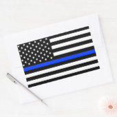Polizeiflagge der Thin Blue Line Rechteckiger Aufkleber (Umschlag)