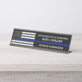 Polizeiflagge der Thin Blue Line Schreibtischnamensplakette (Vorderseite )