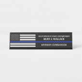 Polizeiflagge der Thin Blue Line Schreibtischnamensplakette (Vorderseite )