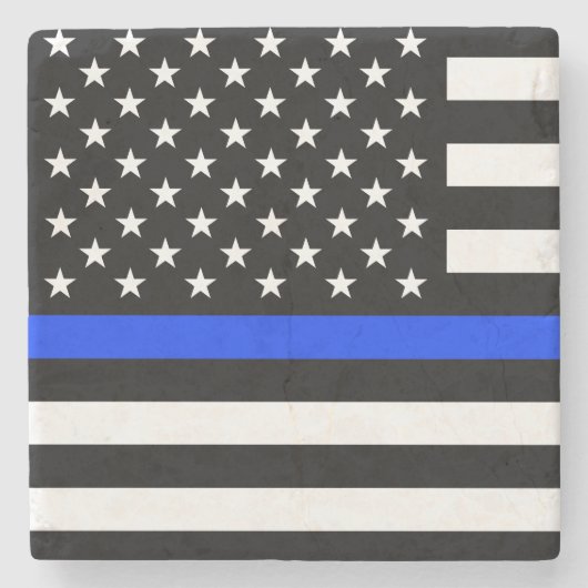 Polizeiflagge der Thin Blue Line Steinuntersetzer (Vorderseite)