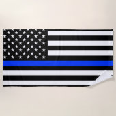 Polizeiflagge der Thin Blue Line Strandtuch (Vorderseite)
