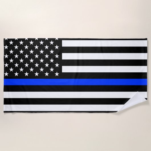 Polizeiflagge der Thin Blue Line Strandtuch (Vorderseite)