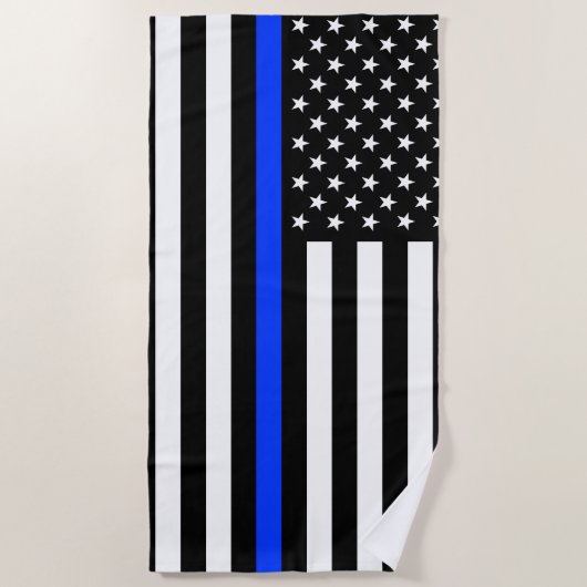 Polizeiflagge der Thin Blue Line Strandtuch (Vorderseite)