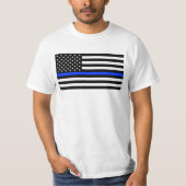 Polizeiflagge der Thin Blue Line T-Shirt (Vorderseite)