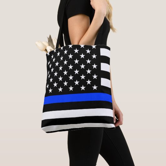 Polizeiflagge der Thin Blue Line Tasche (Von Nahem)