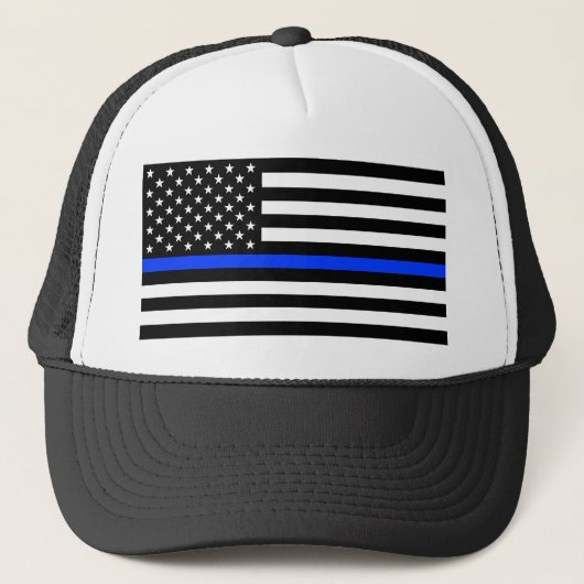 Polizeiflagge der Thin Blue Line Truckerkappe (Vorderseite)