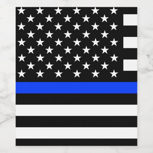 Polizeiflagge der Thin Blue Line Weinetikett (Einzelnes Label)