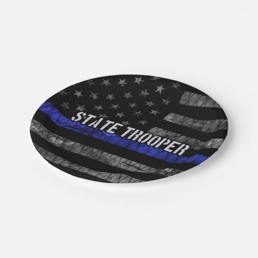 Polizeiflagge des Staat in Not Pappteller (Schrägansicht)