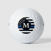 Polizeiflagge Personalisierte Monogram-blaue Linie Golfball (Vorderseite)