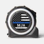 Polizeiflagge Personalisierte Monogram-blaue Linie Maßband (Vorderseite)