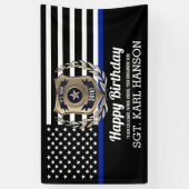 Polizeiflagge Thin Blue Line Happy Birthday Banner (Vertikal)