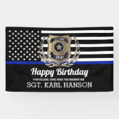 Polizeiflagge Thin Blue Line Happy Birthday Banner (Horizontal)