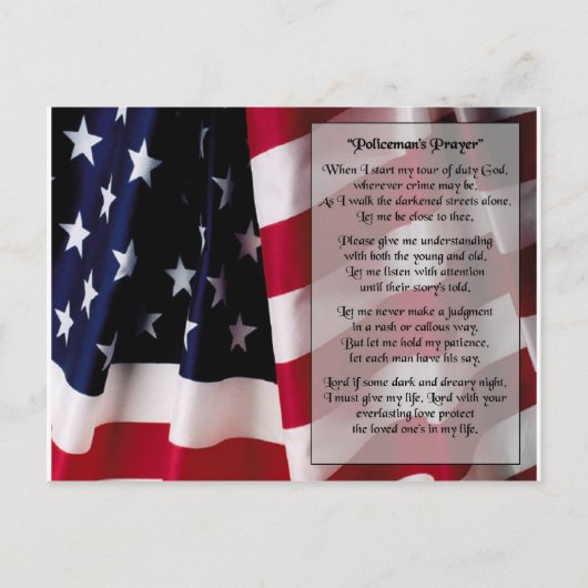 Polizeigebet schwarz drucken postkarte (Vorderseite)