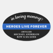 Polizeigedächtnis dünne blaue Linie für das lieben Ovaler Aufkleber (Vorderseite)