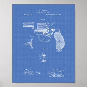 Polizeigun 1881 Patentart - Blueprint Poster