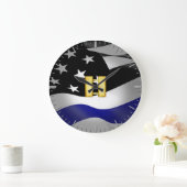 Polizeihauptmann von Thin Blue Line Große Wanduhr (Zuhause)