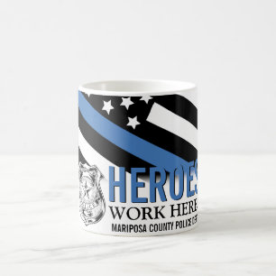 Polizeihelden arbeiten hier Blue Line American Fla Kaffeetasse