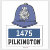 Polizeihelm mit Name und Nummer. UK Police Aufkleber (Blatt)