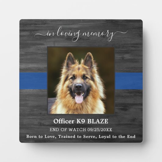 Polizeihund-Memorial K9-Offizier in der Erinnerung Fotoplatte (Vorderseite)