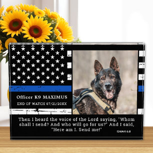 Polizeihund Thin Blue Line Officer K9 Memorial Fotoblock
