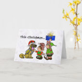 Polizeihund und Elfen Weihnachtskarte Karte (Gelbe Blume)